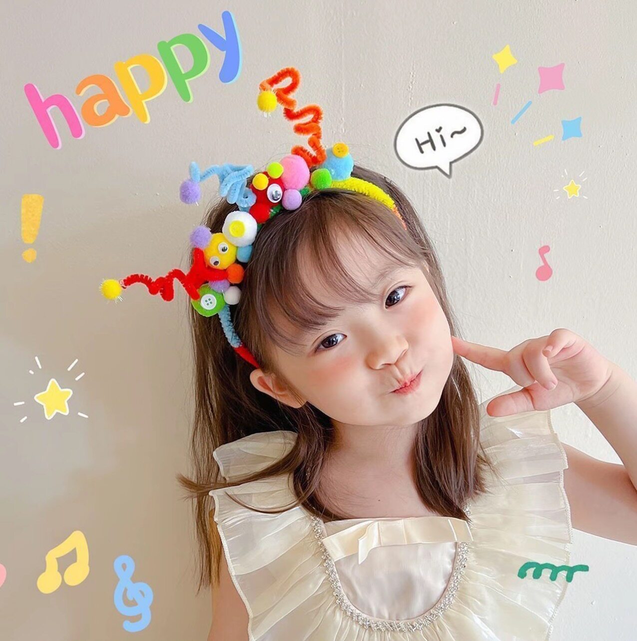 幼儿园可爱搞怪疯狂发型日儿童扭扭棒成品发箍男女童彩色生日发饰