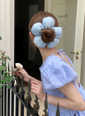 小众高级感博主风海绵花朵发圈立体面包发绳度假风大肠圈发饰头饰