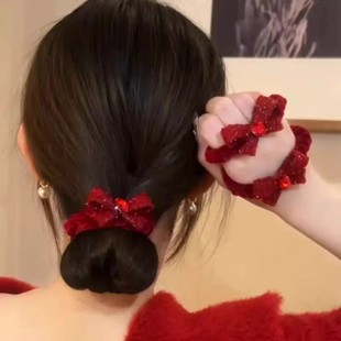 本命年2026新款马年发圈女新年喜庆红色发绳适合过年戴的头绳头饰