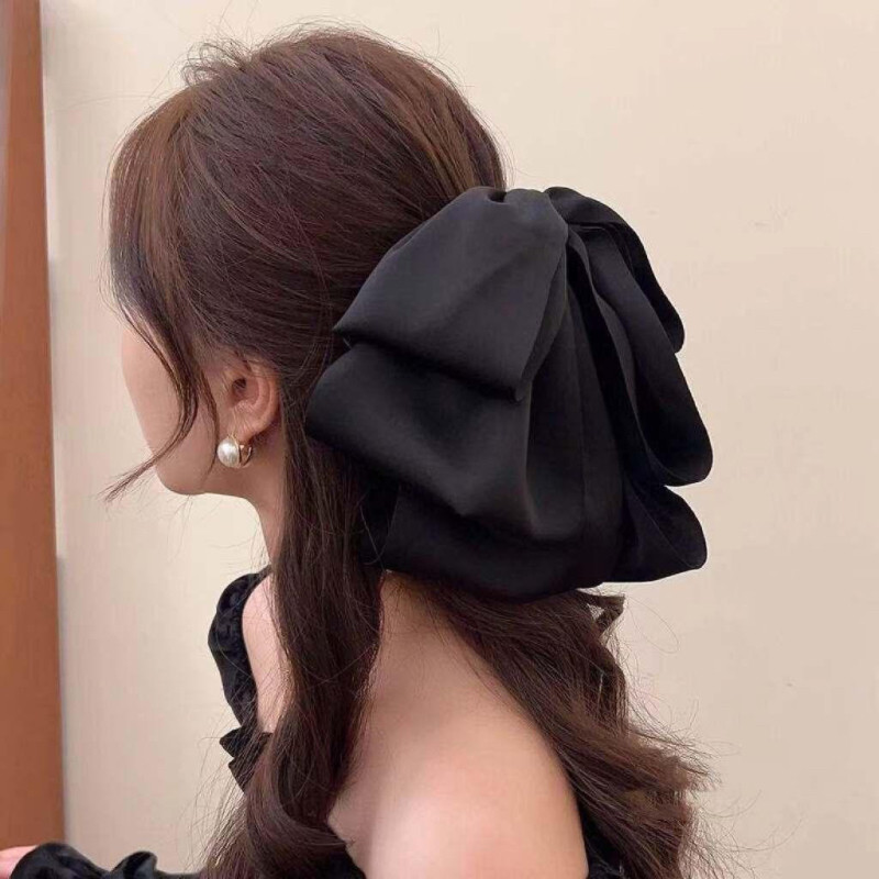 法式蝴蝶结飘带发夹女后脑勺盘发鲨鱼夹子头饰在逃公主半扎发抓夹