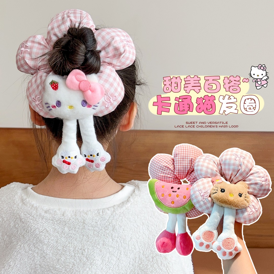 儿童库洛米屁屁花朵大肠发圈女童可爱丸子头头花女孩扎发头绳发饰