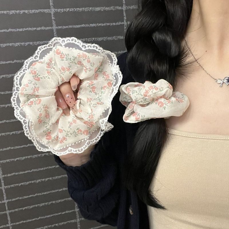 春天里的油画~温柔碎花发圈双层网纱发绳大肠圈法式头绳发饰2025,饰品/流行首饰/时尚饰品新,发饰,淘宝优惠券,粉丝福利购,淘宝优惠卷