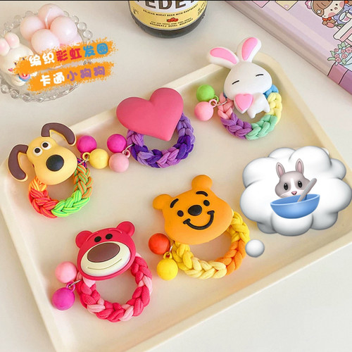 网红儿童彩色狗狗发绳女高弹力耐用头绳女孩高马尾丸子头发圈皮筋