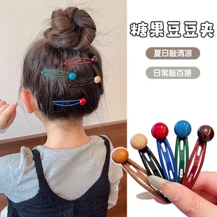 儿童韩版彩色小球发夹掰掰夹发饰女童侧边刘海夹碎发夹子发卡头饰