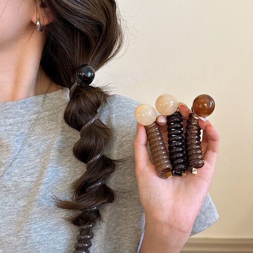 复古简约泡泡辫头绳女2025新款高级感发饰气质马尾编发电话线发圈