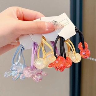 儿童高马尾头绳发圈女高级感双头发绳可爱宝宝发饰彩色兔子橡皮筋