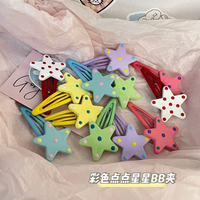 多巴胺彩色波点星星BB夹可爱少女碎发刘海夹侧边边夹学生发卡饰