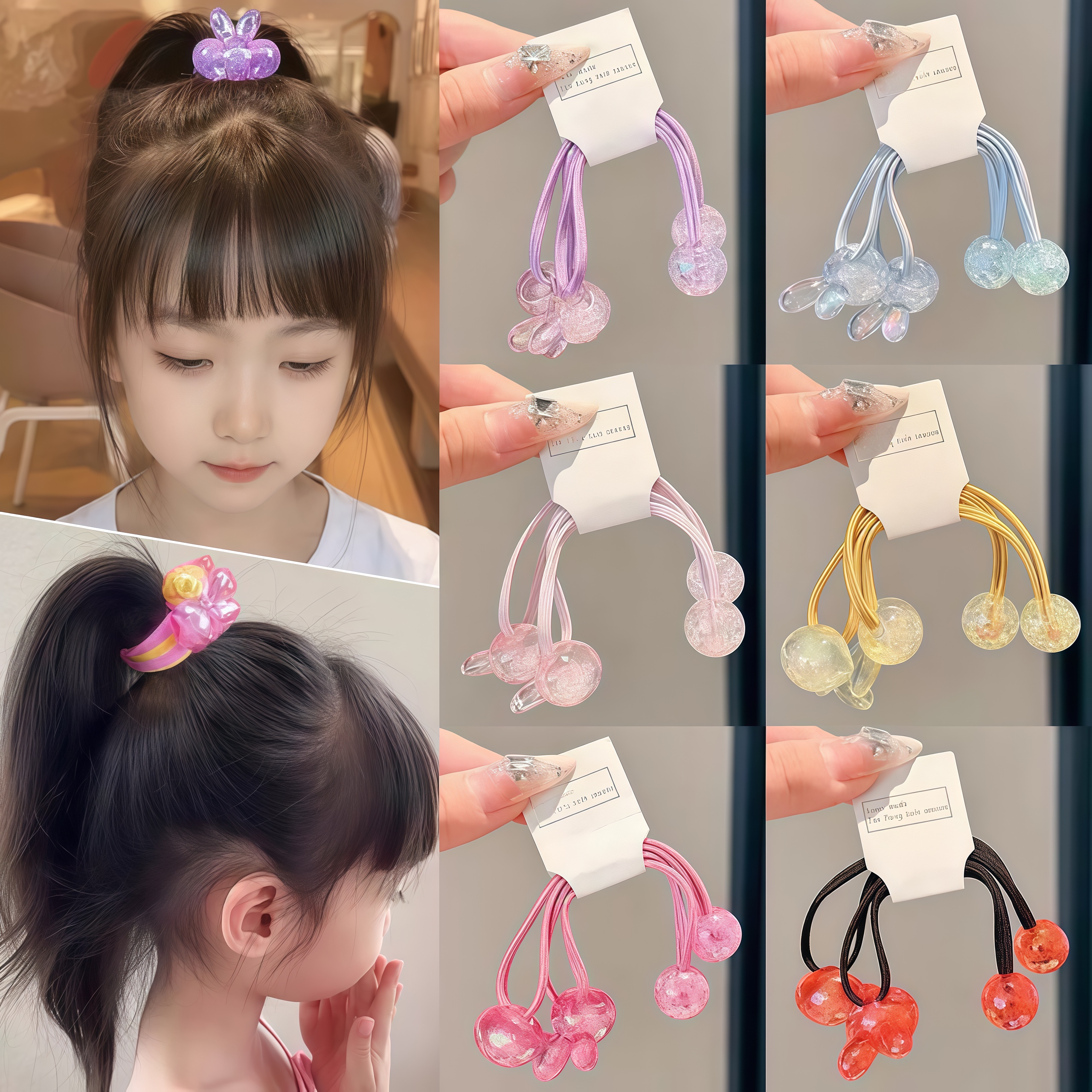 儿童高弹力兔子长皮筋绕绕发圈头饰可爱双头高马尾发绳扎头发