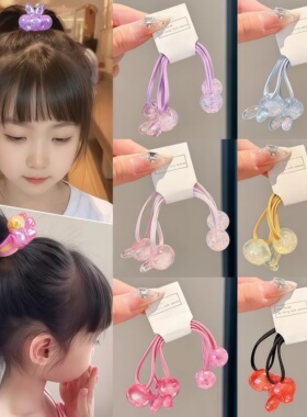 儿童高弹力兔子长皮筋绕绕发圈头饰可爱双头高马尾发绳扎头发