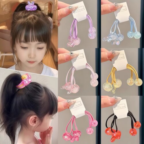 儿童高弹力兔子长皮筋绕绕发圈头饰可爱双头高马尾发绳扎头发