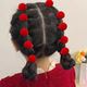 儿童新年红色高弹毛球皮筋甜美女童拜年喜庆橡皮筋扎头发拇指发圈