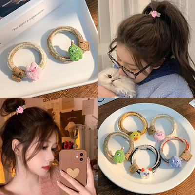 可爱小怪兽皮筋扎头发高弹力耐用基础发圈韩国卡通小动物头绳皮套