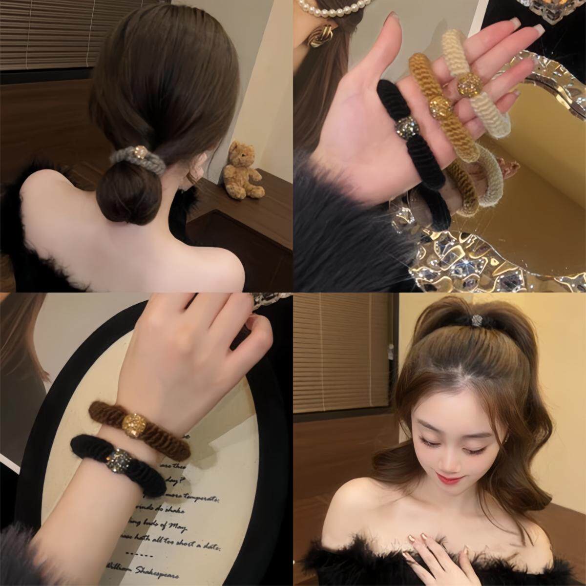 高级感水钻珠珠发圈女扎头发皮筋