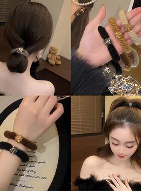 高级感水钻珠珠发圈女扎头发皮筋