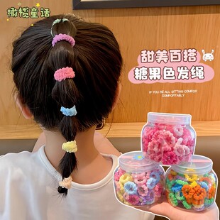 爆款日系多巴胺基础拇指圈儿童不伤发高弹力皮筋头绳宝宝女童彩色