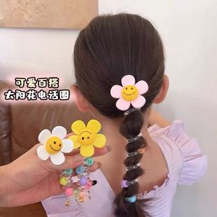 韓版 高級感發飾電話線發圈馬尾編發神器 可愛泡泡辮頭繩女2025新款