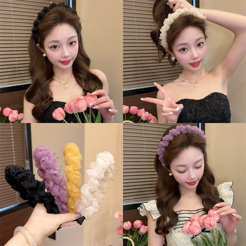春夏芭蕾网纱发箍女高颅顶蓬松显脸小压发卡洗脸发捆正反两戴头箍