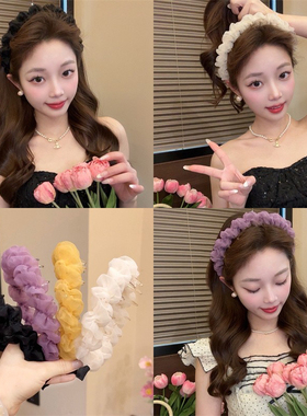 春夏芭蕾网纱发箍女高颅顶蓬松显脸小压发卡洗脸发捆正反两戴头箍