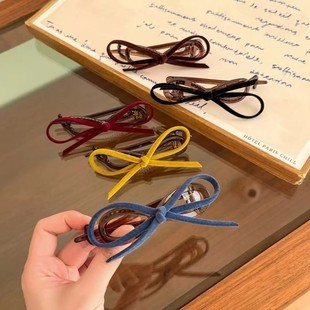 气质丝绒蝴蝶结发夹女后脑勺盘发扭扭一字夹发量多抓夹高级感发饰