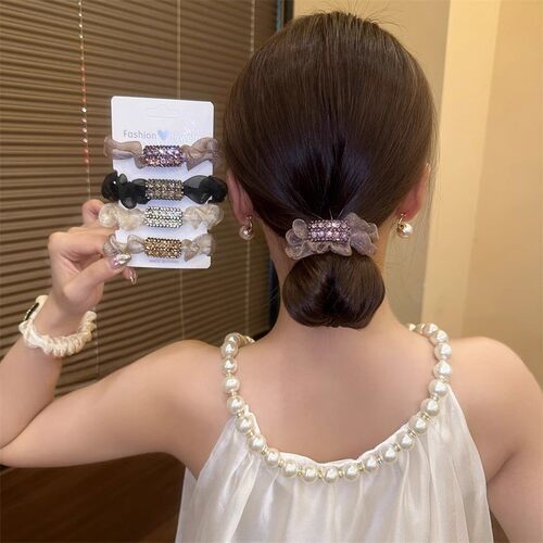 简约气质网纱闪钻发圈女网红百搭扎头发绳东大门马尾皮筋头绳发饰