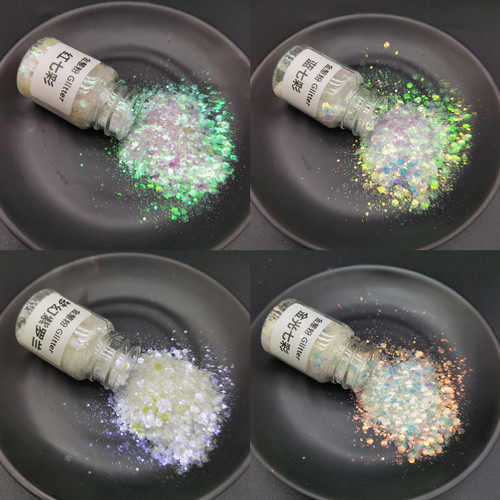 diy流麻材料滴胶闪粉细粉闪片混合白色幻彩闪粉六角闪片亮片舞台