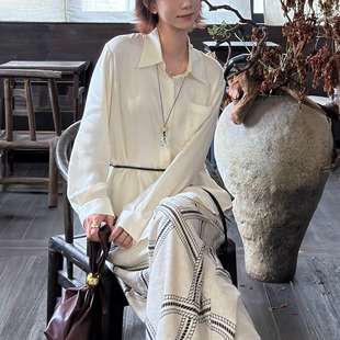 秘密盒子自信棱角 铜氨丝柔滑万搭通勤5色高级简约尖领彩色衬衫春