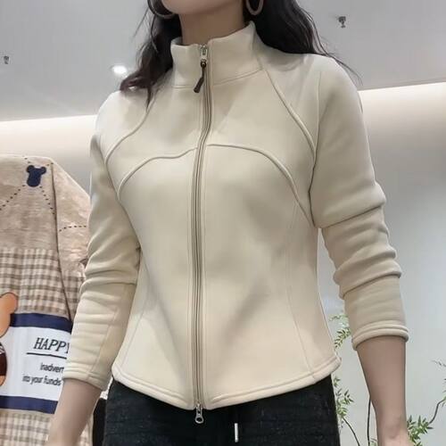 秋冬新款洋气减龄显瘦加绒小衫纯色长袖打底保暖上衣休闲外套卫衣