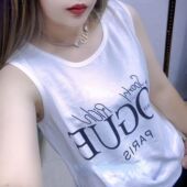 时尚 圆领字母百搭休闲减龄无袖 背心气质上衣大码 新款 外套T恤衬衫