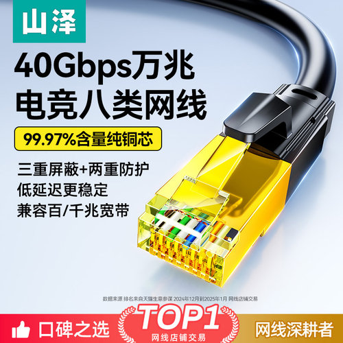 山泽八类万兆电脑网线家用电竞级