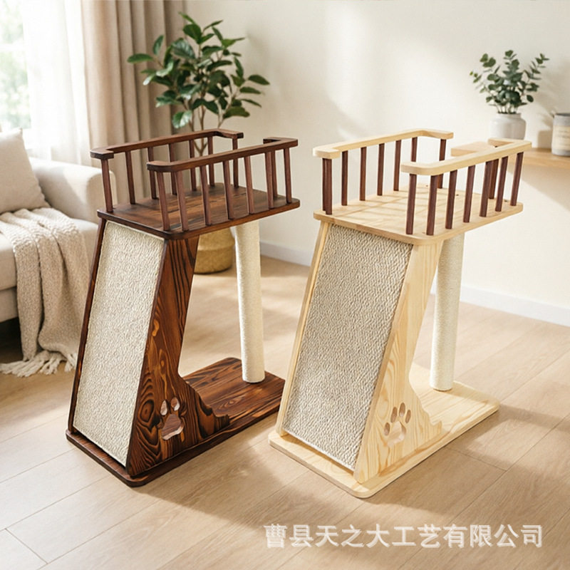 现货木质立式猫爬架猫窝一体猫咪跳台实木大型猫抓板猫咪玩具猫床