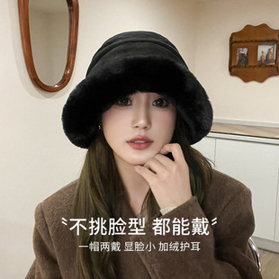 冬天卷边蒙古帽子秋冬加厚毛绒保暖渔夫帽女防寒防风护耳盆帽北方