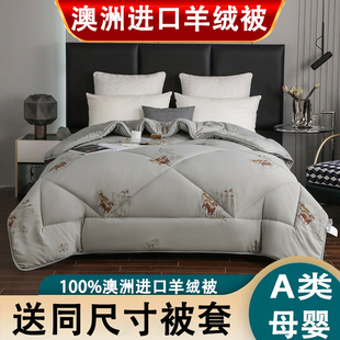 正品 澳洲进口100纯羊毛被加厚保暖冬被高端抗菌防螨羊绒被子冬季