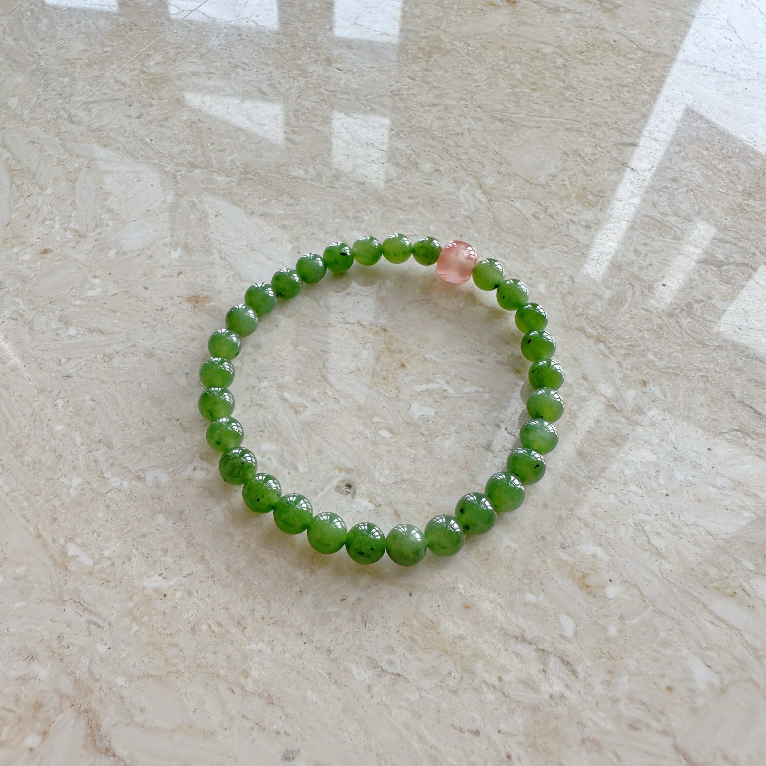 偶遇良人|天然和田玉碧玉辣绿南红玛瑙樱桃红三圈小清新手链项链