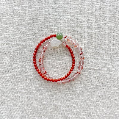 天然南红玛瑙可爱兔子多圈手链