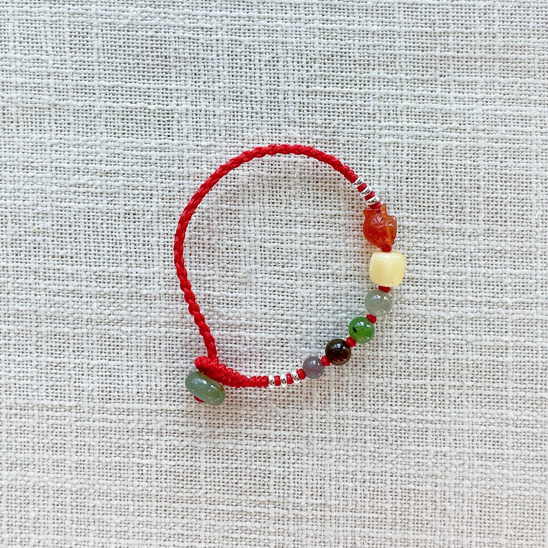 偶遇良人|新年礼 原创设计天然和田玉溏心玛瑙好运锦鲤本命年红绳