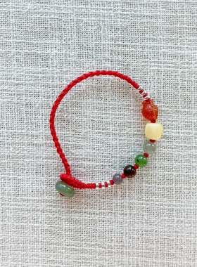 天然和田玉新年本命年红绳手链
