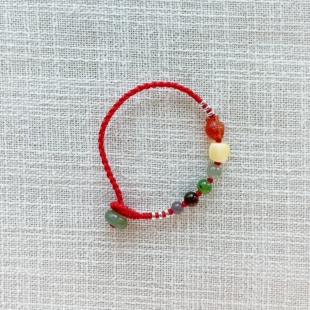 偶遇良人|新年礼 原创设计天然和田玉溏心玛瑙好运锦鲤本命年红绳