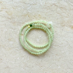 偶遇良人 原创设计天然和田玉清新苹果绿白玉小星星多宝三圈手链