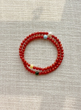 偶遇良人|天然川料南红玛瑙珍珠碧玉海纹石多宝多圈新中式手链女