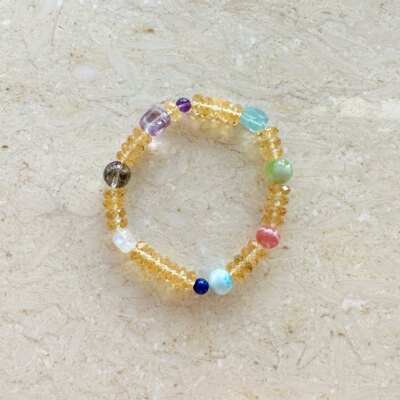 天然黄水晶彩虹多宝手链