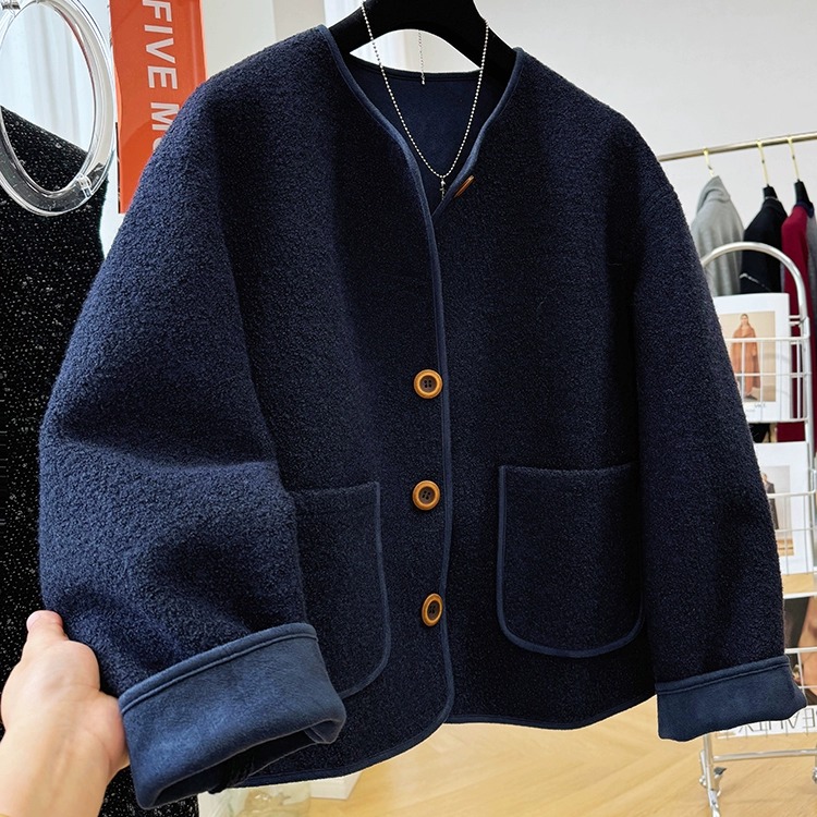 超好看韩系羊羔绒短外套女秋冬