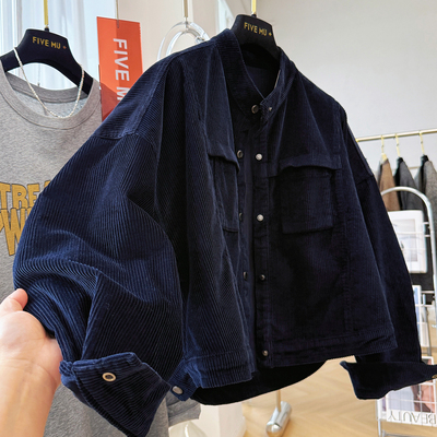 韩系定制蝙蝠袖灯芯绒短款外套女