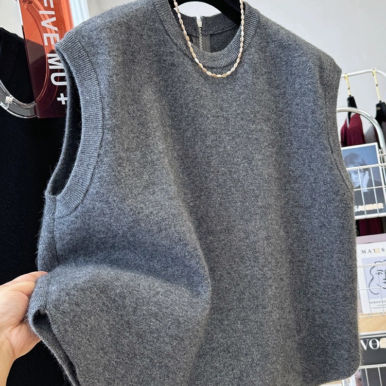 高端浣熊绒毛衣背心女秋冬