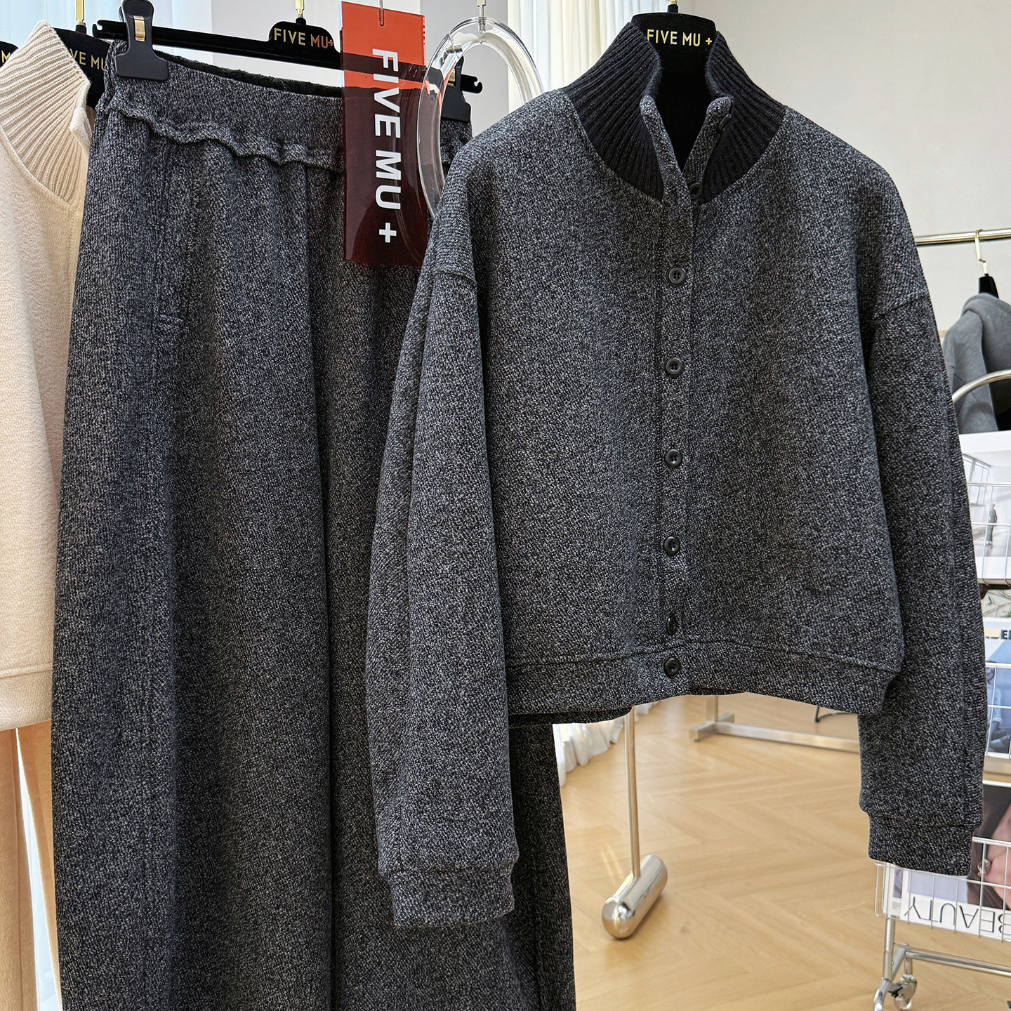 韩系定制一整套加绒运动套装女冬