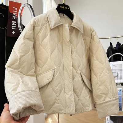 韩系高级感翻领短款轻薄羽绒服女