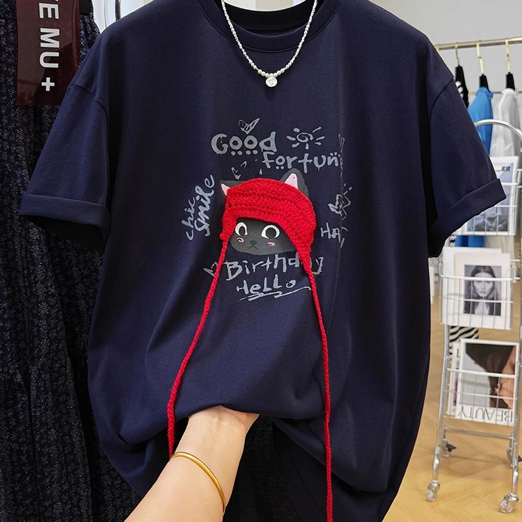 高级感独特韩系短袖T恤女夏季