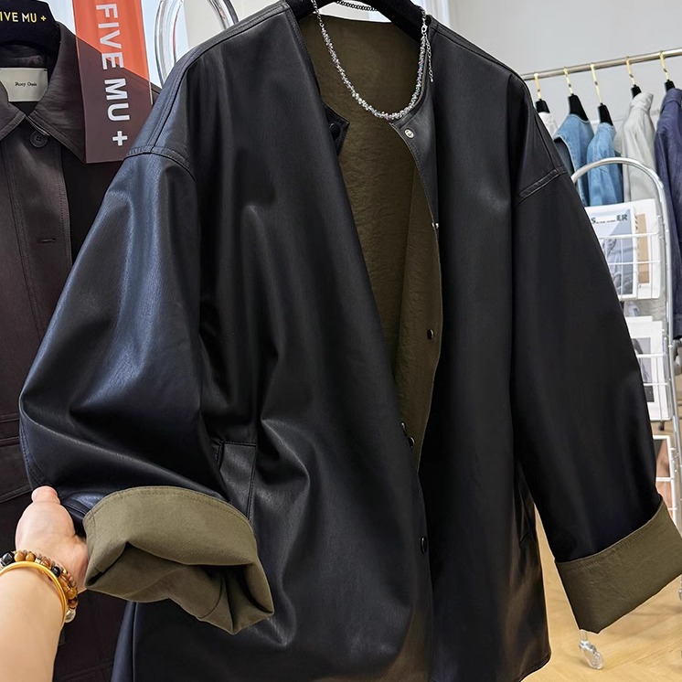 慵懒风宽松两面穿皮衣女春秋