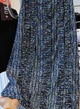 轻奢高级感复古小碎花天丝亚麻高腰包臀长裙女夏季巨好看的半身裙