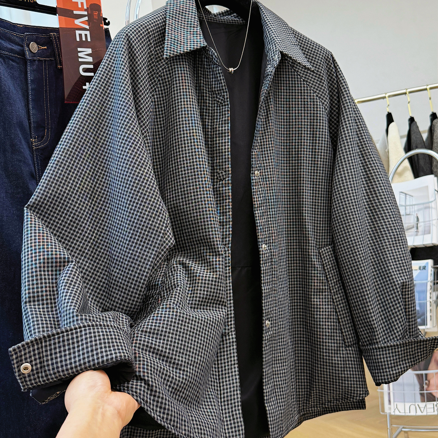 韩系高级感慵懒风夹棉衬衫女秋冬