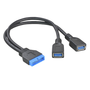 主板20pin转usb3.0 19针公头插针转USB3.0高速接口双公头转接线 20pin转2个USB3.0 公头 母头高速硬盘转换线